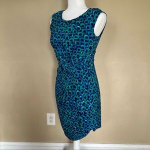 Lauren Ralph Lauren teal blue sleeveless faux knot jersey dress Size 4P